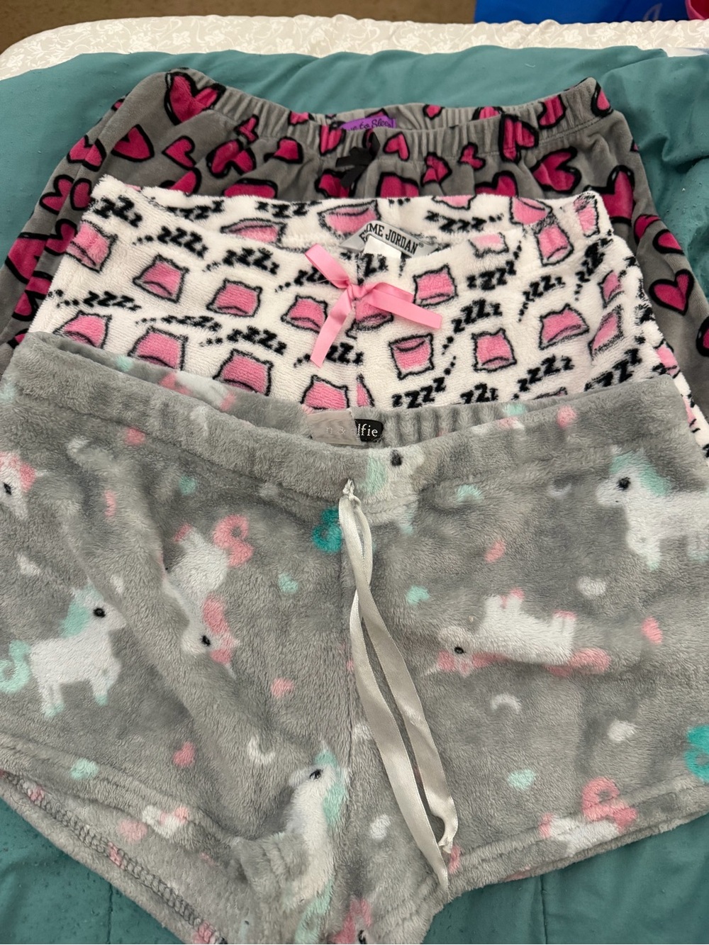 Cozy Plush Pajama Shorts Trio - Gray, Pink, White